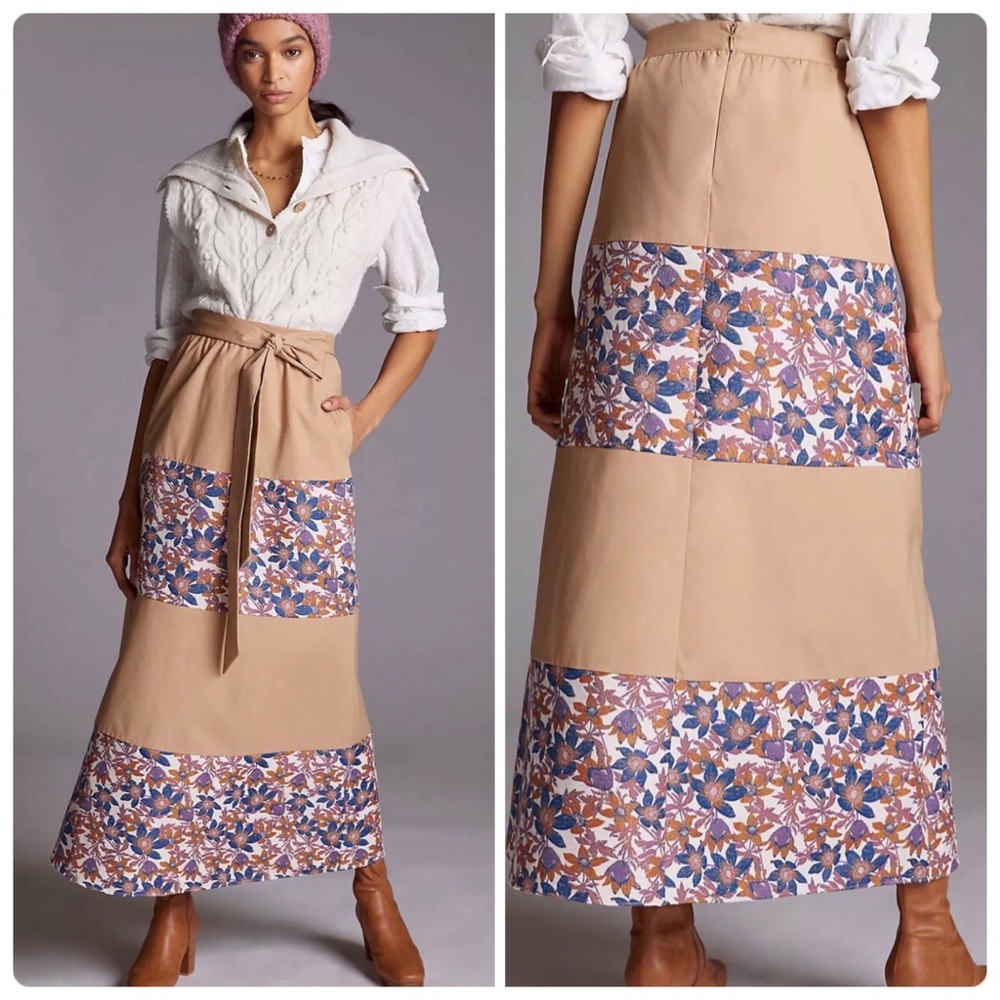 Anthropologie Sachin & Babi Jacquard Tiered Maxi Skirt, Sz 8